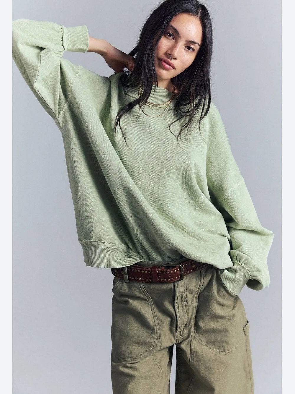 Free People Palm Springs Pullover Small soft moss nwot